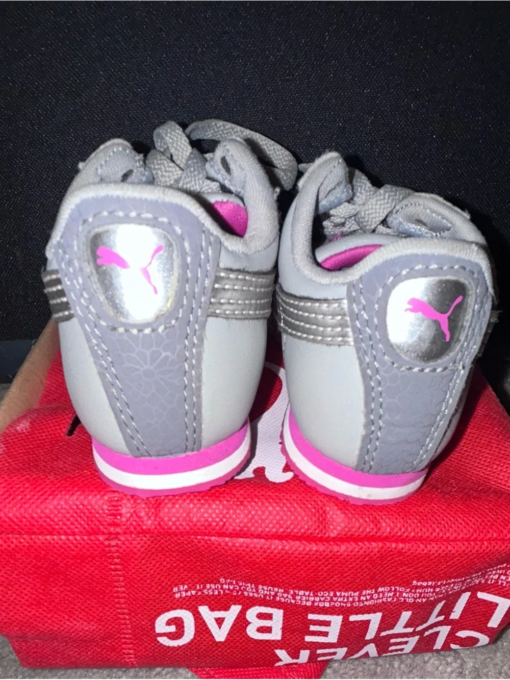 Puma Kids Gray and Pink Low-Top Sneakers